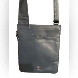 Radley London navy blue leather with rose gold trim extender crossbody purse